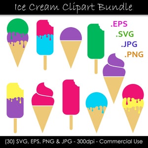 Eistüte SVG-Bundle - Eistüte Clip Art - Eis am Stiel svg, eps, png, jpg - 300 dpi - kommerzielle Nutzung