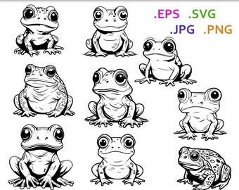 Süßer Baby-Frosch SVG-Bundle - Baby-Frösche und Kröten Clipart - Süßer Frosch-Grafik-Bundle - svg, eps, png, jpg - 300 dpi - kommerzielle Nutzung