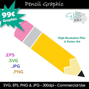Arquivo SVG de lápis - Clip Art de lápis - Silhueta de arquivo de corte de lápis para professores - svg, eps, png, jpg - 300dpi - Uso comercial - Download digital