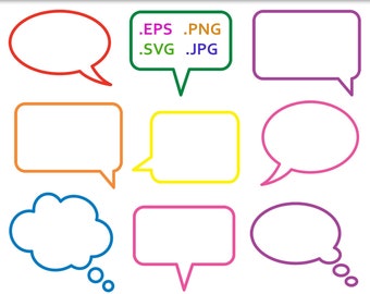 Speech Bubble SVG Bundle - Denkblase Outline Comic Thought Bubble Clipart -  svg, eps, png, jpg - 300dpi - Commercial Use