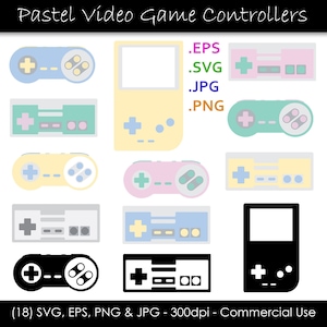 Video Game Controller Vintage Clipart - Retro Video Game Controller SVG - Game Controller Cut Files -  svg, eps, png, jpg - 300dpi
