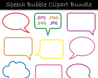 Speech Bubble SVG Bundle - Denkblase Outline Comic Speech Bubble Clipart -  svg, eps, png, jpg - 300dpi - Commercial Use