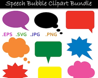 Speech Bubble SVG Bundle Denkblase - Multi-Color Text Thought Bubble Clipart -  svg, eps, png, jpg - 300dpi - Commercial Use