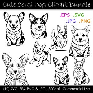 Cute Corgi Dog SVG Bundle - Corgi Clipart - Cute Corgi Dog Graphics Bundle - svg, eps, png, jpg - 300dpi - Commercial Use