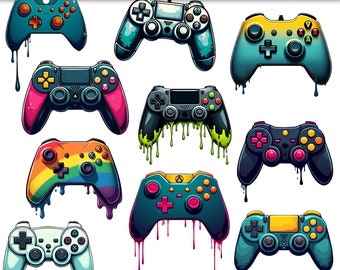 Vibrant Gaming Controller Clipart: 10 PNG & JPG Graphics