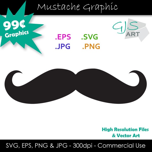 Bigote SVG - Silueta de bigote - Es un niño Baby Shower Moustache Cut File svg, eps, png, jpg - Uso comercial - Descarga digital