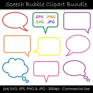 Speech Bubble SVG Bundle - Denkblase Outline Comic Speech Bubble Clipart -  svg, eps, png, jpg - 300dpi - Commercial Use