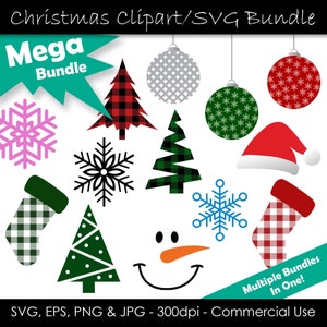Christmas SVG & Clip Art Mega Bundle - Christmas Clip Art Bundle - Christmas SVG Cut Files svg, eps, png, jpg - 300dpi - Commercial Use