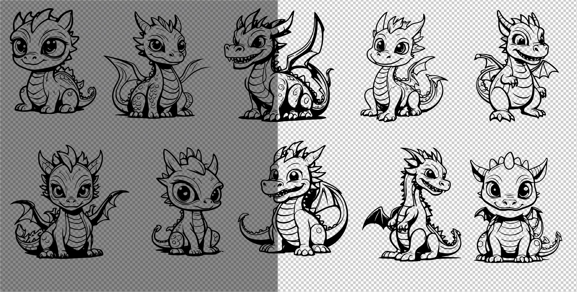 Cute Dragon SVG Bundle - Baby Dragon Clipart - Cute Baby Dragon ...