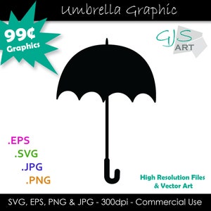 Umbrella SVG File - Umbrella Clip Art - Umbrella Silhouette Cut File - svg, eps, png, jpg - 300dpi - Commercial Use - Digital Download