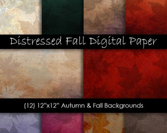 Distressed Fall Textures - Fall and Autumn Backgrounds - Fall Grunge Digital Paper - Commercial Use - 300 dpi jpg - Digital Download