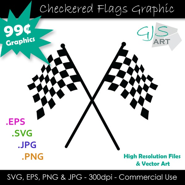 Checker Flag SVG - Racing Flag Clip Art - Checker Flags Cut File svg, eps, png, jpg - 300dpi - Commercial Use