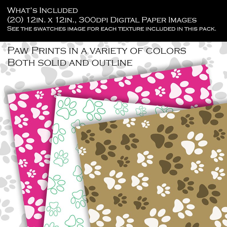 Paw Print Scrapbook Paper Animal Print Digital Papers Paw - Etsy