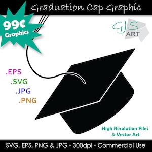 Graduation Cap SVG - Graduation Hat Clip Art - Mortarboard i Tassel Cut File - svg, eps, png, jpg - Komercyjne wykorzystanie - Pobieranie cyfrowe