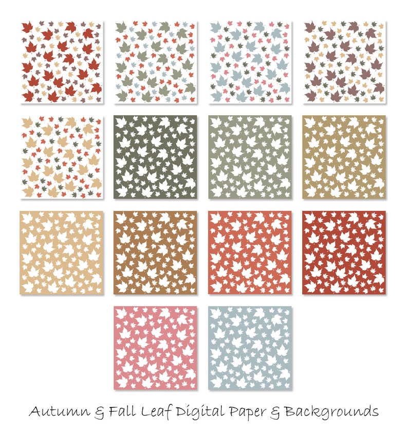Autumn /& Fall Leaf Backgrounds Commercial Use Fall Leaf Digital Scrapbook Paper 300 dpi JPG Digital Download Digital Leaf Patterns
