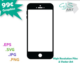Smart Phone SVG File - Cell Phone Silhouette - Smart Phone Screen Cut File svg, eps, png, jpg - 300dpi - Commercial Use - Digital Download