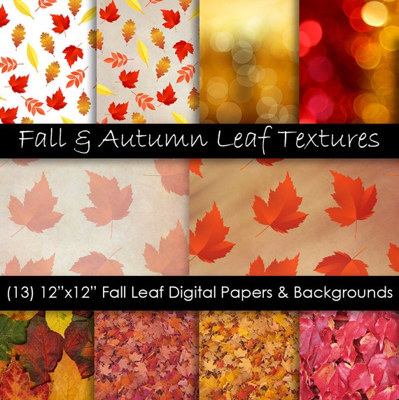 Autumn /& Fall Leaf Backgrounds Commercial Use Fall Leaf Digital Scrapbook Paper 300 dpi JPG Digital Download Digital Leaf Patterns