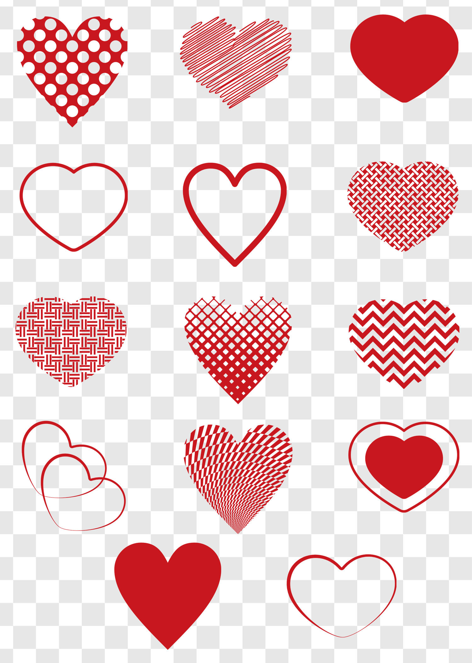 Red Heart SVG Bundle - Heart Shape Clip Art - Valentine's Day Heart Cut ...