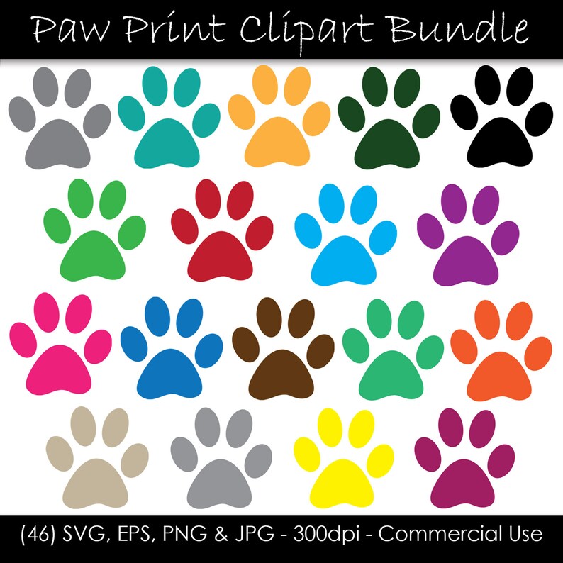 Download Paw Print Cut Files Svg Jpg Png 300dpi Digital Download Eps Paw Print Svg Bundle Color Paw Print Clip Art Commercial Use Clip Art Art Collectibles Vadel Com