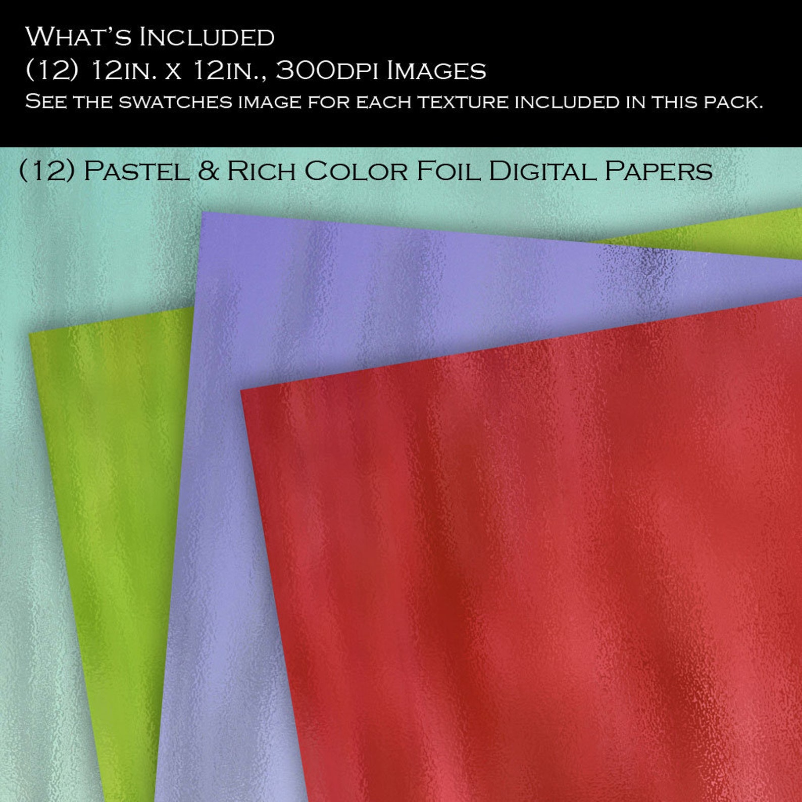Foil Digital Paper Colorful Foil Scrapbook Papers Metallic Etsy