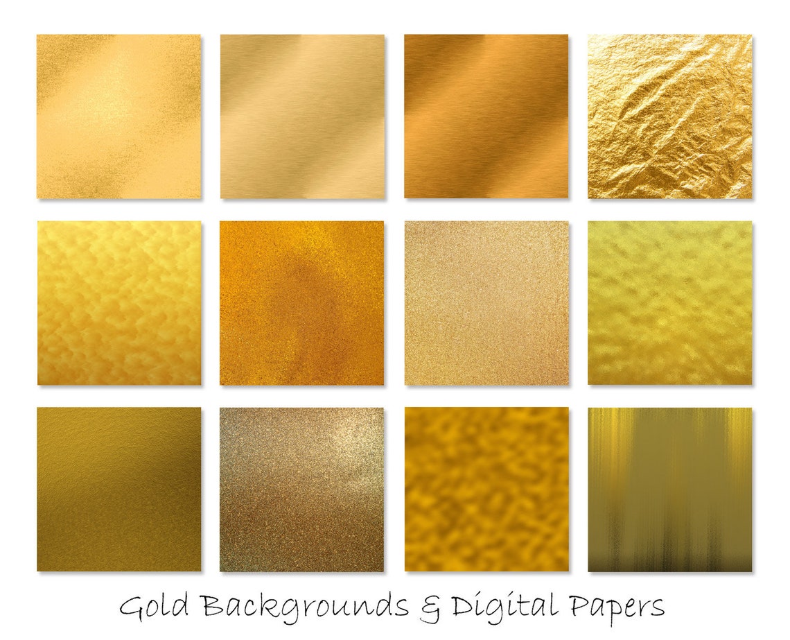 Gold Foil Digital Paper - Metallic Gold Digital Paper - Gold Scrapbook ...