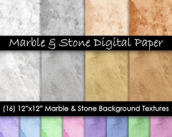 Marble Digital Paper - Marble Background - Marble/Stone Texture Images - Commercial Use - 300 dpi JPG files - Instant Digital Download