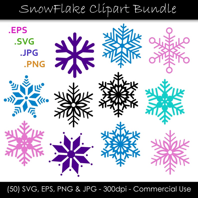Snowflake SVG Bundle Snowflake Clipart Snow and Snowflake Cut Files Svg