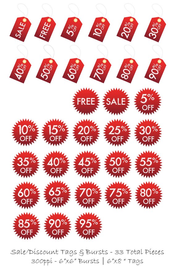 Bright Red SALE / REDUCED / CLEARANCE Price Point Stickers, Swing Tag Labels