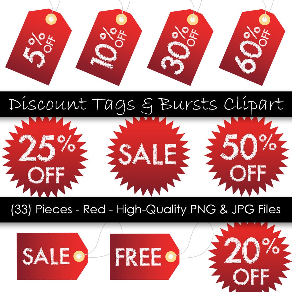 Price Tag Clipart Printable Hang Tags Red Sale Tags 33 Pieces