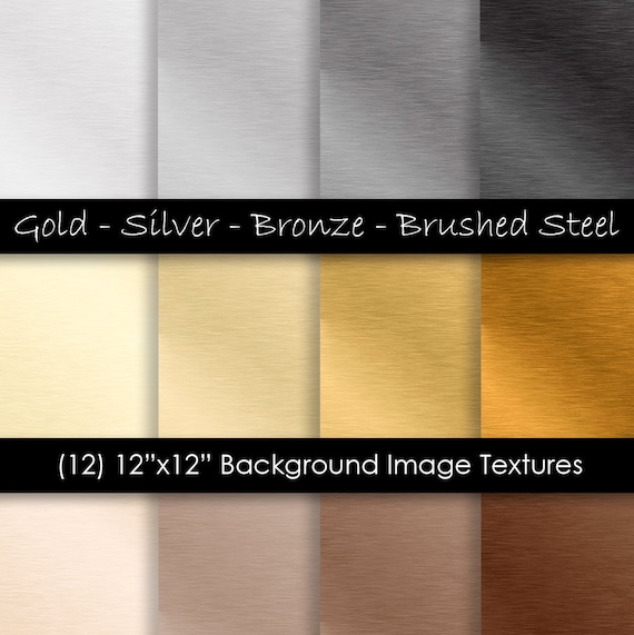 Steel Digital Paper Metal Texture Background Silver Gold Etsy