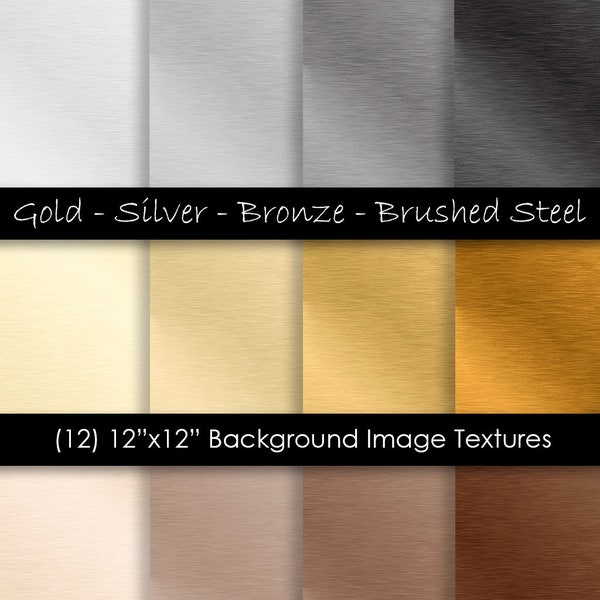 Stainless Steel Digital Paper - Metal Texture Background - Silver, Gold, Bronze Scrapbook Paper - Commercial Use - 300 dpi JPG