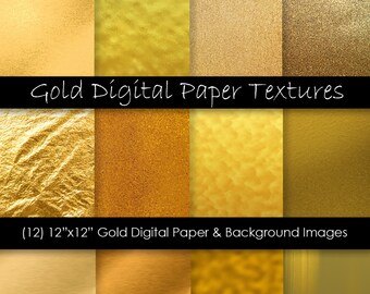 Gold Foil Digital Paper - Metallic Gold Digital Paper - Gold Scrapbook Paper - Gold Background - Commercial Use - 300 dpi - Instant Download