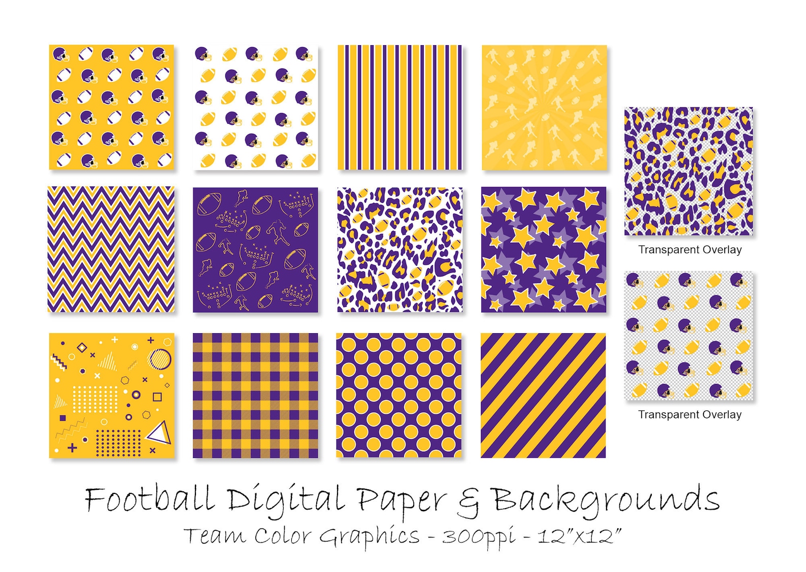 Football Backgrounds Purple & Yellow Football Digital Papers - Etsy