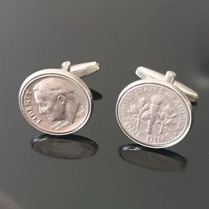 USA 10 Cent, Franklin D. Roosevelt, Münzen Manschettenknöpfe