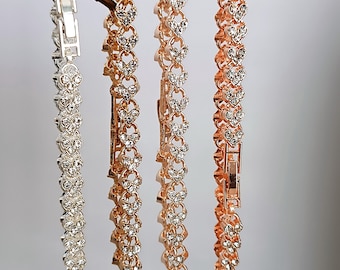 Armband, Kristall, Strass, Rosegold, Kupfer, Gold, Silber