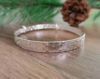 Bracelet à motif fin, bracelet réglable en plumes en argent