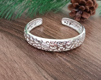 Bracelet jonc fin réglable creux en argent