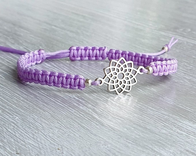 Bracelet Mandala Flower Boho Yoga Macramé Lucky Charm Braided Bracelet, Bracelet Friendship Bracelet Macrame Bracelet Girlfriend