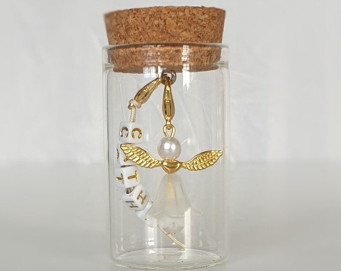 Guardian angel pendant with glass personalized angel wedding baptism communion lucky charm guest gift confirmation little angel