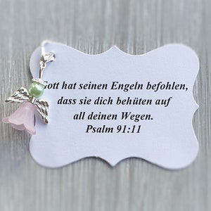 20 beschermengel hangers + 20 kaarten doop communie geluksbrenger verzilverd gast cadeau notitie personaliseerbaar lichtroze