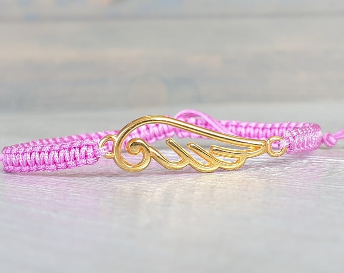 Bracelet Feather Wings Macramé Lucky Charm Braided Bracelet Friendship Bracelet Macrame Bracelet Girlfriend Band Color of Choice Bracelet