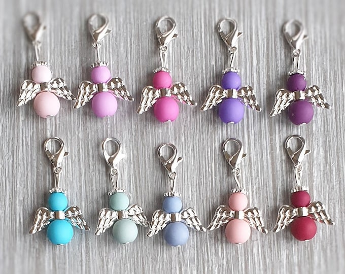10 Guardian Angel Pendant Angel Baptism Communion Multi-colored Wedding Lucky Charm Silver Plated Gift Colorful Confirmation Angel