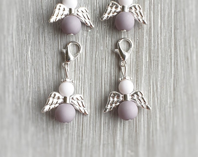 10 Guardian Angel Pendant Angel Baptism Communion Wedding Lucky Charm Silver Plated Confirmation Guest Gift Angel Matte Pearls spb
