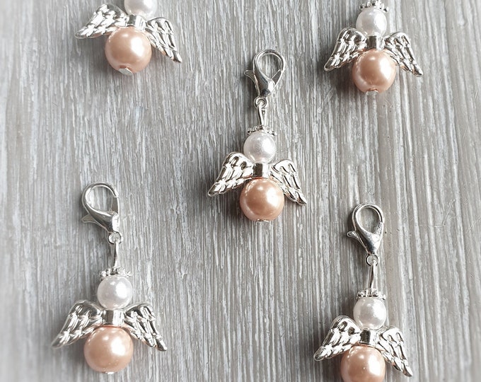 20 Guardian Angel Pendants Angel Baptism Communion Wedding Confirmation Birth Lucky Charm Silver Plated Gift Peach spc