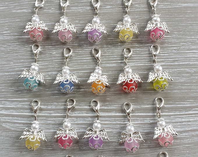 20 Guardian Angel Pendant Angel Baptism Communion Multi-colored Wedding Lucky Charm Silver-plated Guest Gift Colorful