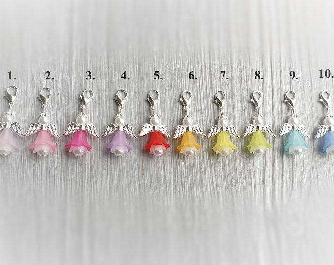 20 Guardian Angel Pendant Angel Baptism Communion Multi-colored Wedding Lucky Charm Silver-plated Guest Gift Colorful Confirmation Angel Wings