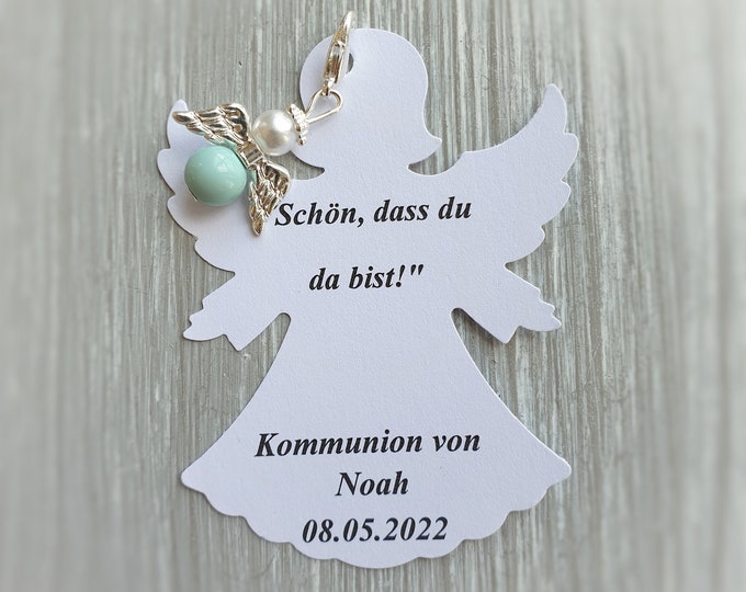 12 guardian angel pendants + 12 cards angel baptism communion wedding lucky charm charm silver-plated note personalizable guest gift