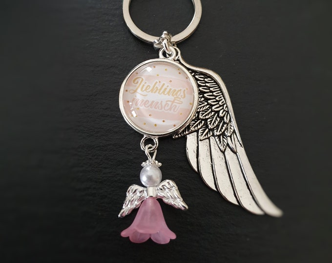 Keychain favorite person guardian angel angel feather lucky keyring pendant gift keyring favorite person