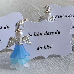 10 Beschermengel Hanger Engel Doop Communie Bruiloft Geluksbrenger Zilver Verguld Gast Geschenk Vleugels Notitie Personaliseerbaar Blauw