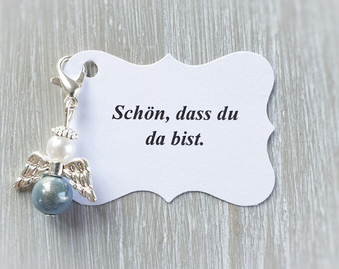 10 Guardian Angel Pendants Angel Baptism Communion Wedding Lucky Charm Guest Gift Note Personalizable Miracle Beads Grey/Green